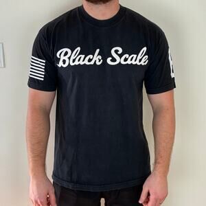 Black Scale Logo and Flag Black T-Shirt